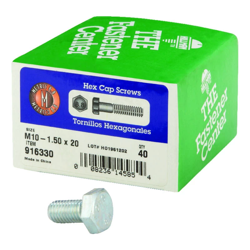 Hillman M10-1.50 mm D X 20 mm L Heat Treated Steel Hex Head Cap Screw 40 pk 1 Hillman M10-1.50 mm D X 20 mm L Heat Treated Steel Hex Head Cap Screw 40 pk