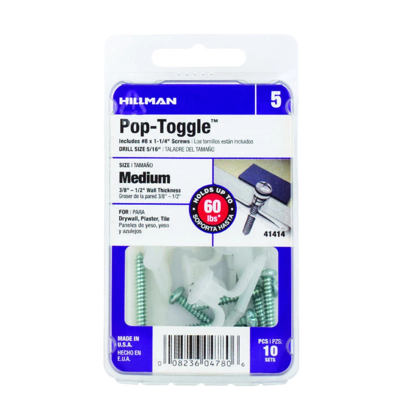 Hillman 3/8 in. D X 1-1/4 in. L Zinc Pan Head Pop-Toggle Anchors 10 pk 2 Hillman 3/8 in. D X 1-1/4 in. L Zinc Pan Head Pop-Toggle Anchors 10 pk - Image 2