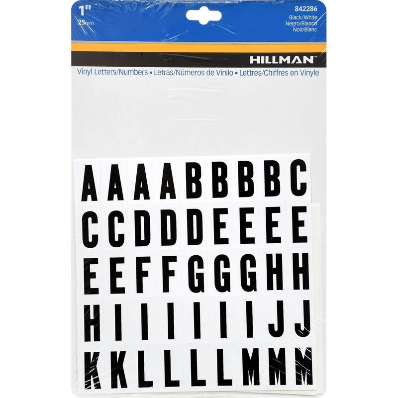 Hillman 1 in. Black Vinyl Self-Adhesive Letter and Number Set 0-9, A-Z 117 pc 1 Hillman 1 in. Black Vinyl Self-Adhesive Letter and Number Set 0-9, A-Z 117 pc