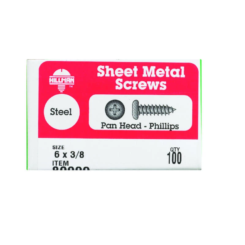 Hillman No. 6 X 3/8 in. L Phillips Pan Head Sheet Metal Screws 100 pk 2 Hillman No. 6 X 3/8 in. L Phillips Pan Head Sheet Metal Screws 100 pk - Image 2