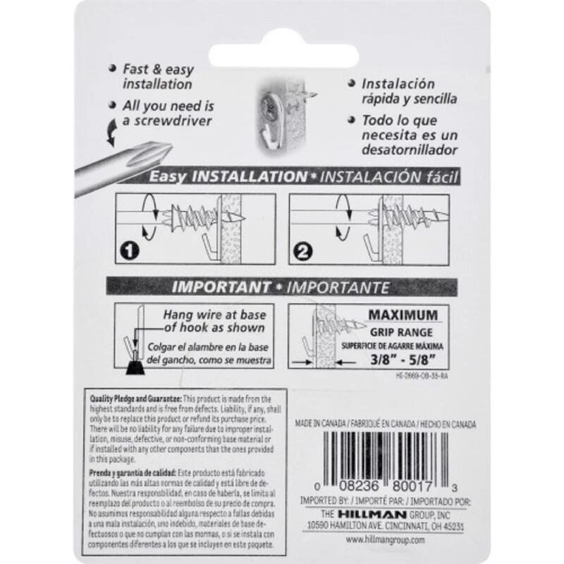 Hillman Wall Driller Brass-Plated White Drywall Picture Hook 50 lb 6 pk 3 Hillman Wall Driller Brass-Plated White Drywall Picture Hook 50 lb 6 pk - Image 3