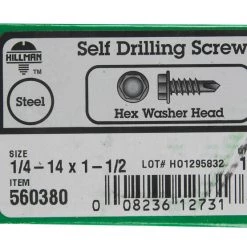 Hillman 1/4-14 in. X 1-1/2 in. L Hex Washer Head Sheet Metal Screws 100 pk
