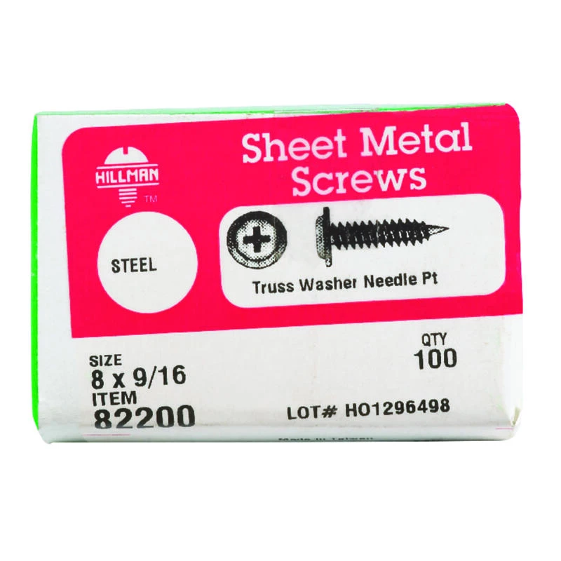 Hillman No. 8 X 9/16 in. L Phillips Truss Head Sheet Metal Screws 100 pk 2 Hillman No. 8 X 9/16 in. L Phillips Truss Head Sheet Metal Screws 100 pk - Image 2