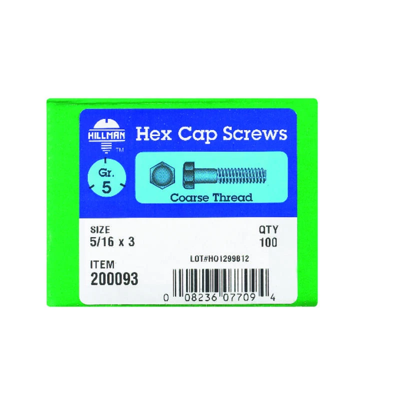 Hillman 5/16 in. D X 3 in. L Heat Treated Zinc Steel Hex Head Cap Screw 100 pk 2 Hillman 5/16 in. D X 3 in. L Heat Treated Zinc Steel Hex Head Cap Screw 100 pk - Image 2