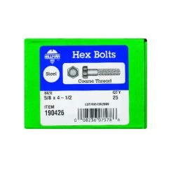 Hillman 5/8 in. D X 4-1/2 in. L Zinc Plated Steel Hex Bolt 25 pk -Cheap HILLMAN Store ce976b41 686e 41a7 83b9 063d410ef229
