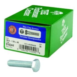 Hillman M10-1.50 mm D X 45 mm L Heat Treated Steel Hex Head Cap Screw 35 pk
