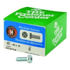 Hillman M5-0.8 X 16 in. L Phillips Pan Head Zinc-Plated Steel Metric Machine Screws 50 pk