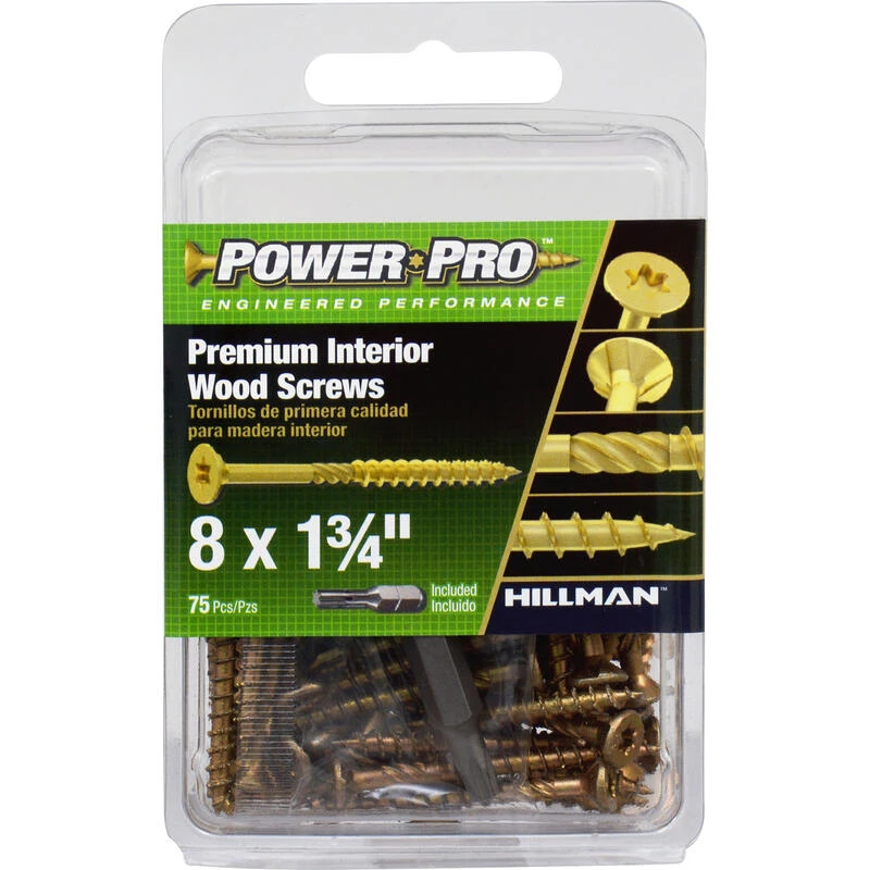 Hillman Power Pro No. 8 X 1-3/4 in. L Star Wood Screws 75 pk 3 Hillman Power Pro No. 8 X 1-3/4 in. L Star Wood Screws 75 pk - Image 3