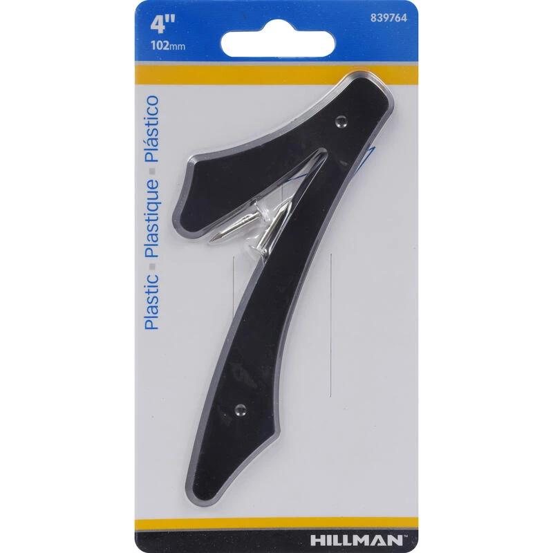 Hillman 4 in. Black Plastic Nail-On Number 7 1 pc 1 Hillman 4 in. Black Plastic Nail-On Number 7 1 pc