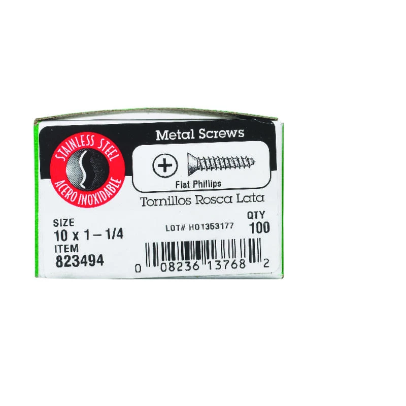 Hillman No. 10 X 1-1/4 in. L Phillips Flat Head Sheet Metal Screws 100 pk 2 Hillman No. 10 X 1-1/4 in. L Phillips Flat Head Sheet Metal Screws 100 pk - Image 2
