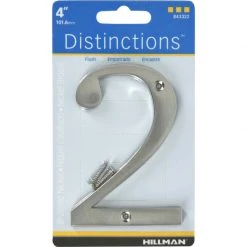 Hillman Distinctions 4 in. Silver Zinc Die-Cast Screw-On Number 2 1 pc