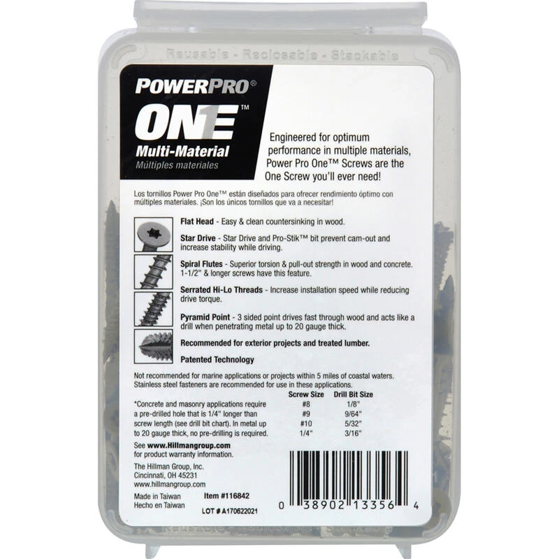 Hillman POWERPRO ONE No. 10 X 1-3/4 in. L Star Flat Head Multi-Material Screw 1 lb 106 pk 3 Hillman POWERPRO ONE No. 10 X 1-3/4 in. L Star Flat Head Multi-Material Screw 1 lb 106 pk - Image 3