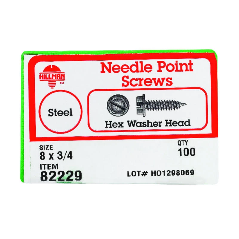Hillman No. 8 X 3/4 in. L Slotted Hex Washer Head Sheet Metal Screws 100 pk 2 Hillman No. 8 X 3/4 in. L Slotted Hex Washer Head Sheet Metal Screws 100 pk - Image 2