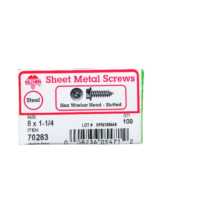 Hillman No. 8 X 1-1/4 in. L Slotted Hex Head Sheet Metal Screws 100 pk 2 Hillman No. 8 X 1-1/4 in. L Slotted Hex Head Sheet Metal Screws 100 pk - Image 2