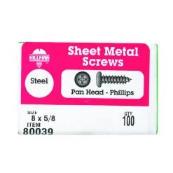 Hillman No. 8 X 5/8 in. L Phillips Pan Head Sheet Metal Screws 100 pk -Cheap HILLMAN Store e9ca5293 0fdc 400a 84fa 473ea1bb1801