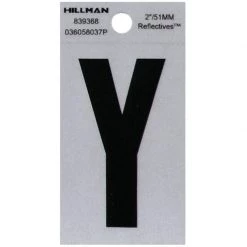 Hillman 2 in. Reflective Black Vinyl  Self-Adhesive Letter Y 1 pc