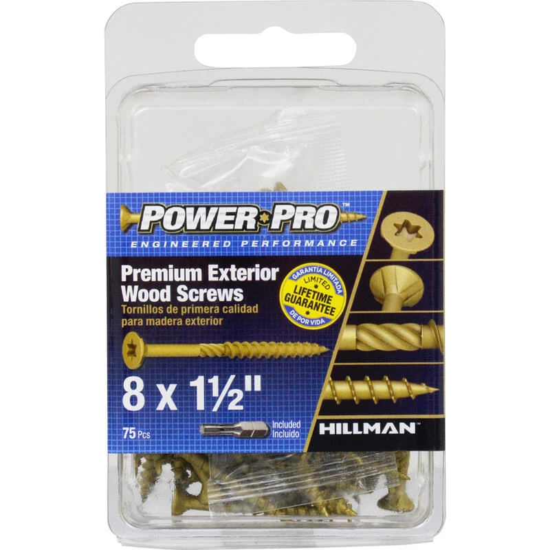 Hillman Power Pro No. 8 X 1-1/2 in. L Star Flat Head Exterior Deck Screws 75 pk 3 Hillman Power Pro No. 8 X 1-1/2 in. L Star Flat Head Exterior Deck Screws 75 pk - Image 3