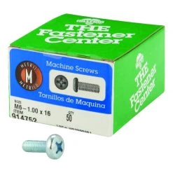 Hillman M6-1 X 16 in. L Phillips Pan Head Zinc-Plated Steel Metric Machine Screws 50 pk