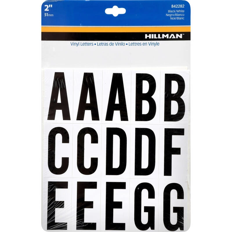 Hillman 2 in. Black Vinyl Self-Adhesive Letter Set A-Z 65 pc 1 Hillman 2 in. Black Vinyl Self-Adhesive Letter Set A-Z 65 pc