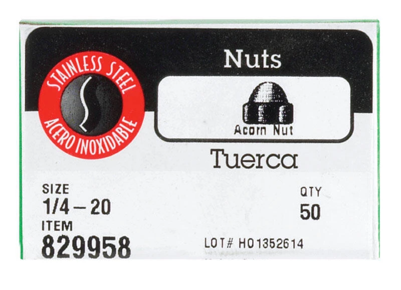 Hillman 1/4 in. Stainless Steel SAE Acorn Nut 50 pk 2 Hillman 1/4 in. Stainless Steel SAE Acorn Nut 50 pk - Image 2