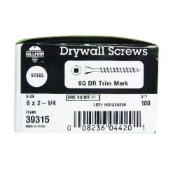 Hillman No. 6 X 2-1/4 in. L Square Drywall Screws 100 pk